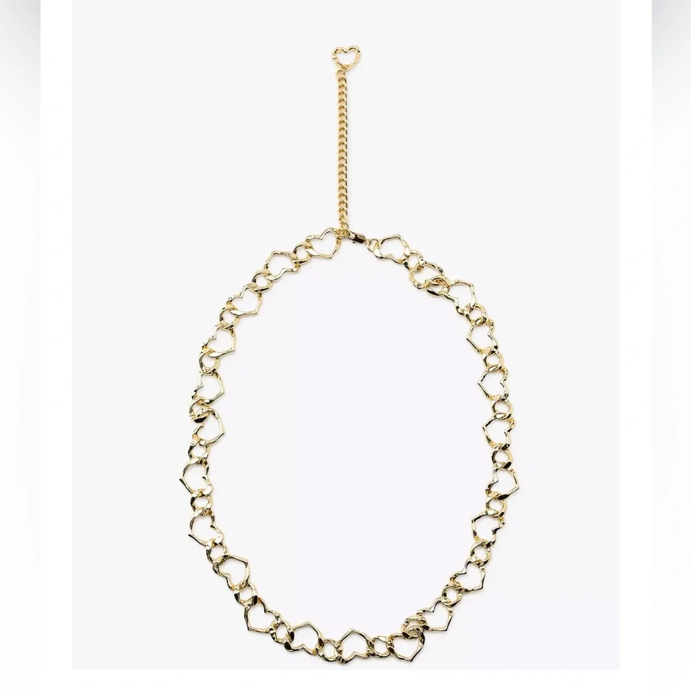 Zara NWT heart chain belt gold 1856/161